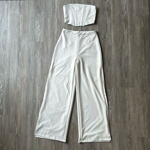Lulus Total Slay Ivory Strapless Bustier Two-Piece Jumpsuit